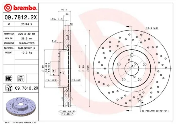 Brake Disc BREMBO 09.7812.2X