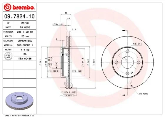 Disco de Travão BREMBO 09.7824.10