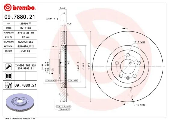 Disco de Travão BREMBO 09.7880.21