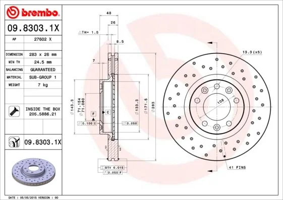 Disco de Travão BREMBO 09.8303.1X