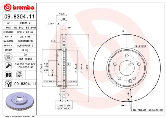 Brake Disc BREMBO 09.8304.11