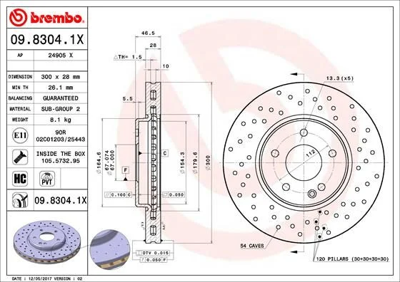 Brake Disc BREMBO 09.8304.1X