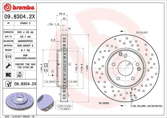 Brake Disc BREMBO 09.8304.2X