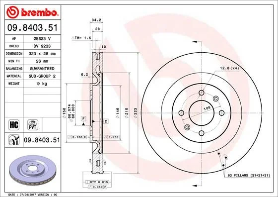 Disco de Travão BREMBO 09.8403.51