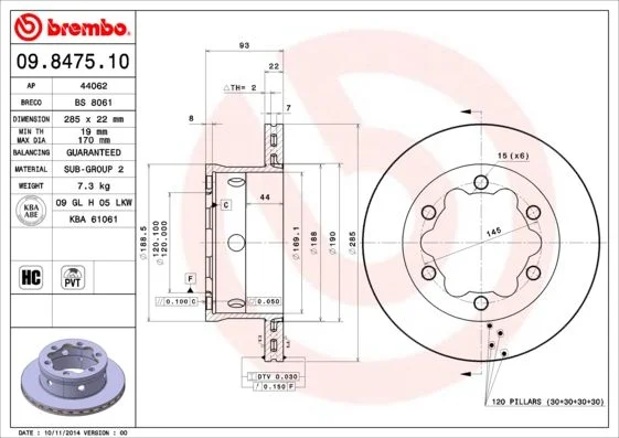 Disco de Travão BREMBO 09.8475.10