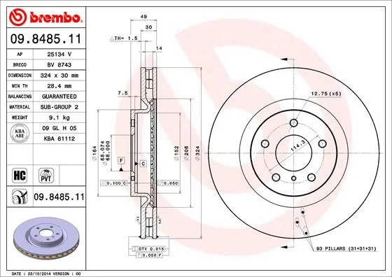 Brake Disc BREMBO 09.8485.11