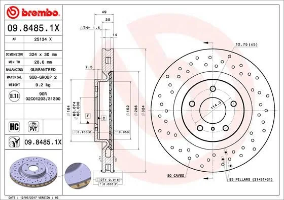Brake Disc BREMBO 09.8485.1X