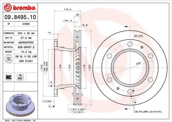 Brake Disc BREMBO 09.8495.10