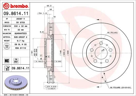 Disco de Travão BREMBO 09.8614.11