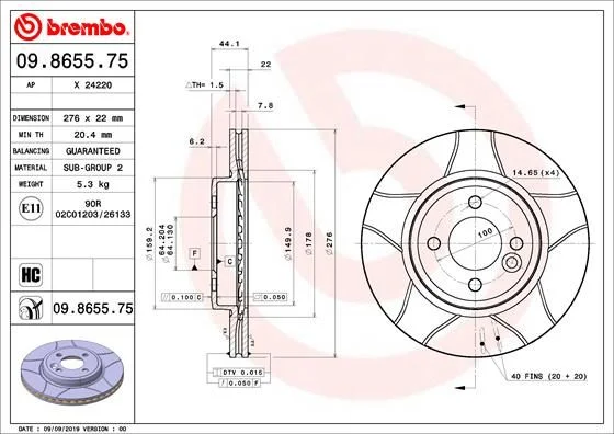Brake Disc BREMBO 09.8655.75