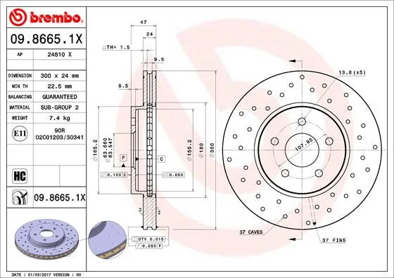 Disco de Travão BREMBO 09.8665.1X