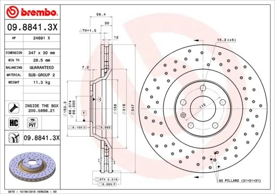 Brake Disc BREMBO 09.8841.3X
