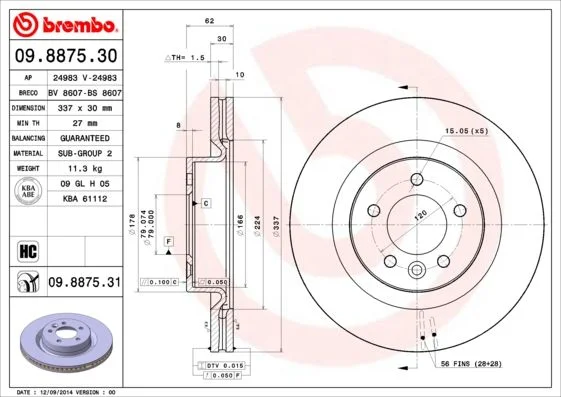 Disco de Travão BREMBO 09.8875.31