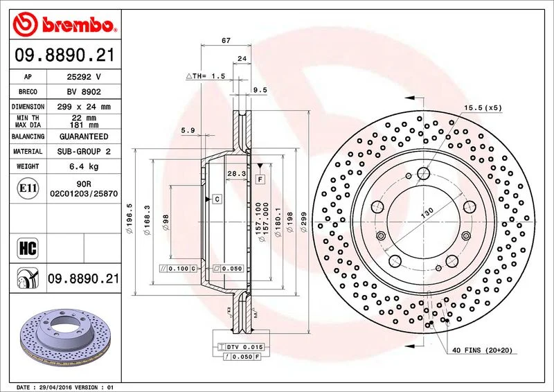 Disco de Travão BREMBO 09.8890.21