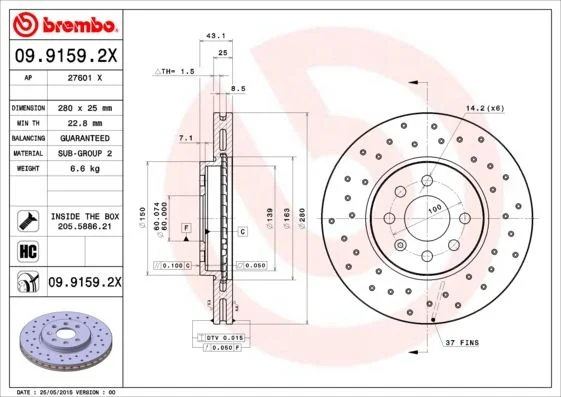 Disco de Travão BREMBO 09.9159.2X