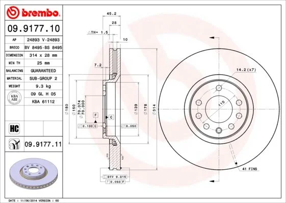 Disco de Travão BREMBO 09.9177.11
