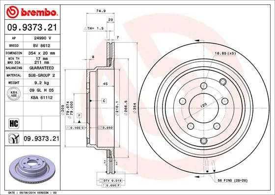 Disco de Travão BREMBO 09.9373.21