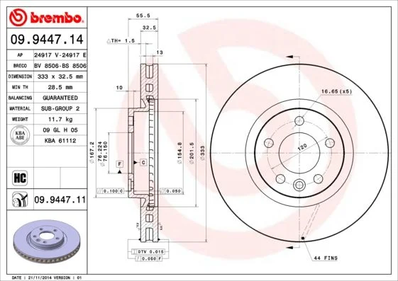 Disco de Travão BREMBO 09.9447.11