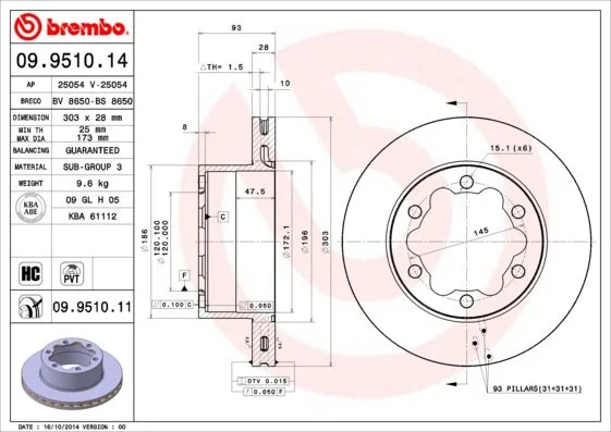 Disco de Travão BREMBO 09.9510.11