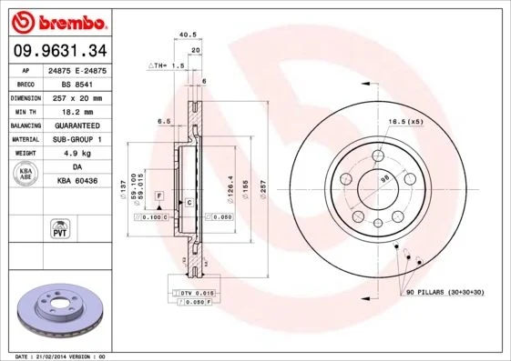 Disco de Travão BREMBO 09.9631.34