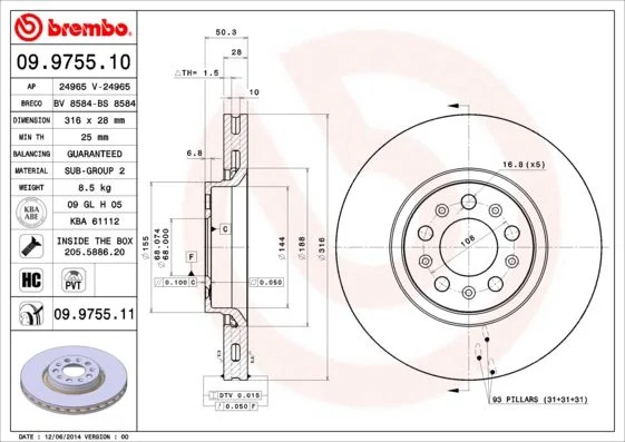 Brake Disc BREMBO 09.9755.11