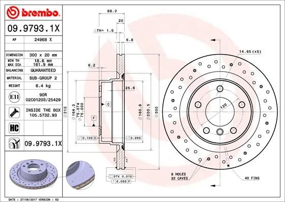 Brake Disc BREMBO 09.9793.1X