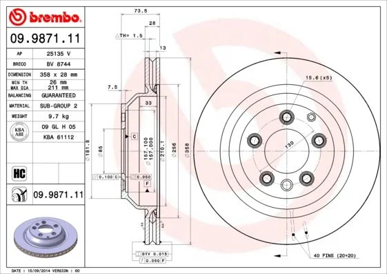 Disco de Travão BREMBO 09.9871.11