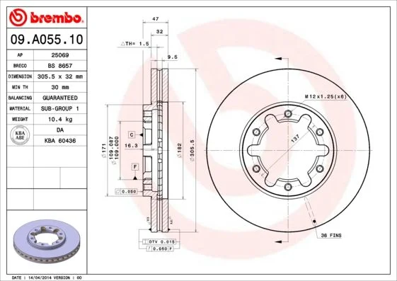 Disco de Travão BREMBO 09.A055.10