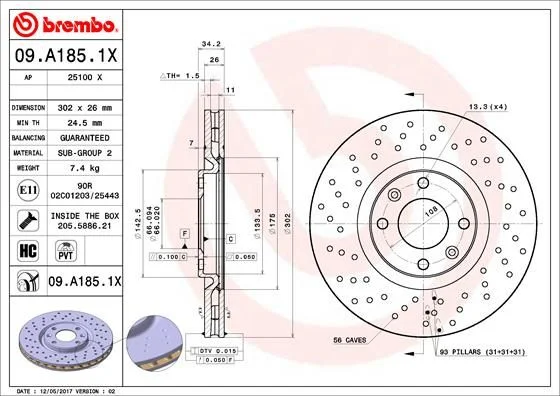 Disco de Travão BREMBO 09.A185.1X