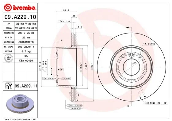 Disco de Travão BREMBO 09.A229.11