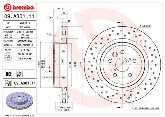 Disco de Travão BREMBO 09.A301.11