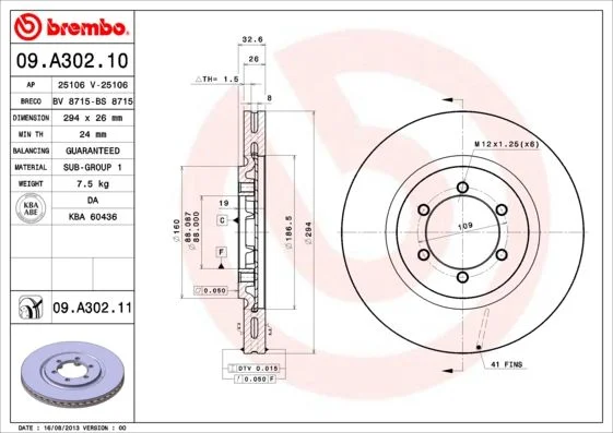 Disco de Travão BREMBO 09.A302.11