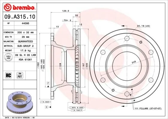 Disco de Travão BREMBO 09.A315.10