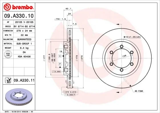 Brake Disc BREMBO 09.A330.11
