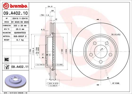 Brake Disc BREMBO 09.A402.11
