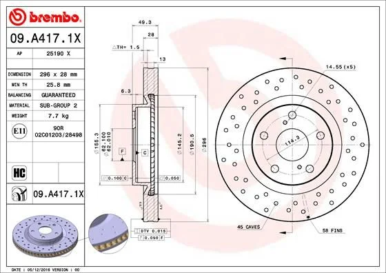 Disco de Travão BREMBO 09.A417.1X