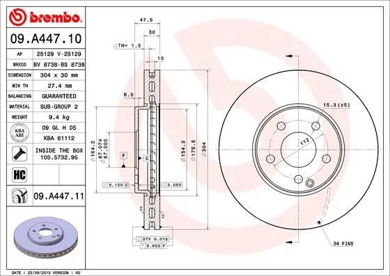 Disco de Travão BREMBO 09.A447.11