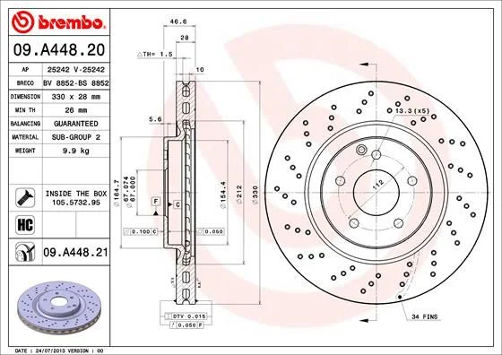 Disco de Travão BREMBO 09.A448.21