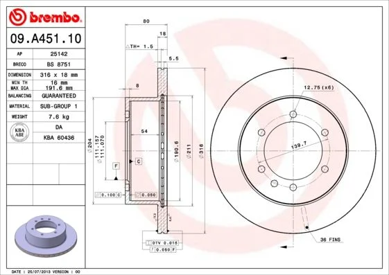 Brake Disc BREMBO 09.A451.10