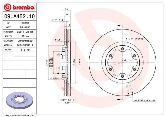 Disco de Travão BREMBO 09.A452.10