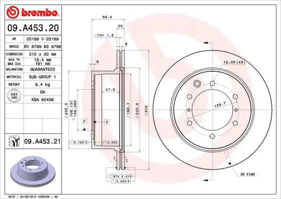 Disco de Travão BREMBO 09.A453.21