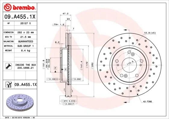 Disco de Travão BREMBO 09.A455.1X