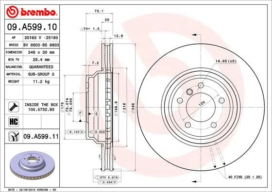 Disco de Travão BREMBO 09.A599.11