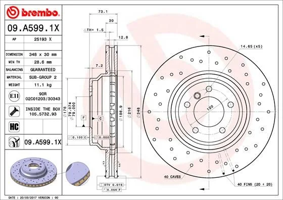 Brake Disc BREMBO 09.A599.1X
