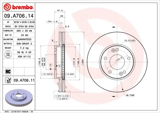 Disco de Travão BREMBO 09.A706.11