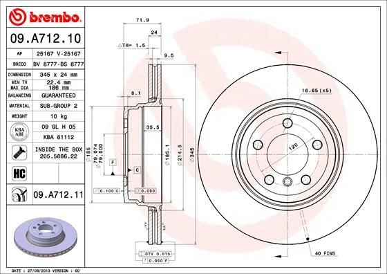 82 BREMBO 09.A712.11