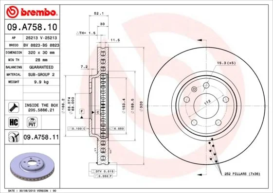 Disco de Travão BREMBO 09.A758.11