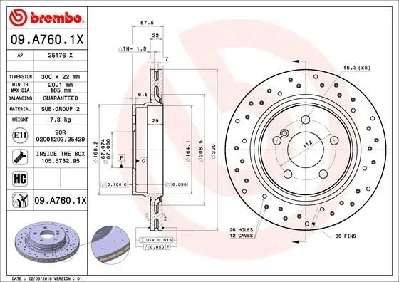 Brake Disc BREMBO 09.A760.1X