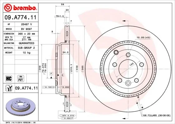 Disco de Travão BREMBO 09.A774.11