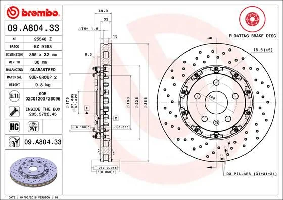 Brake Disc BREMBO 09.A804.33